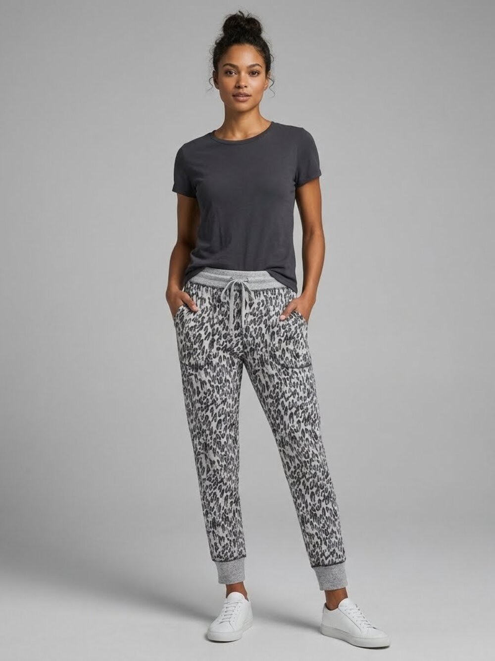 Karen Neuburger Gray Live Love Lounge Leopard Print Pajama Pants Size L